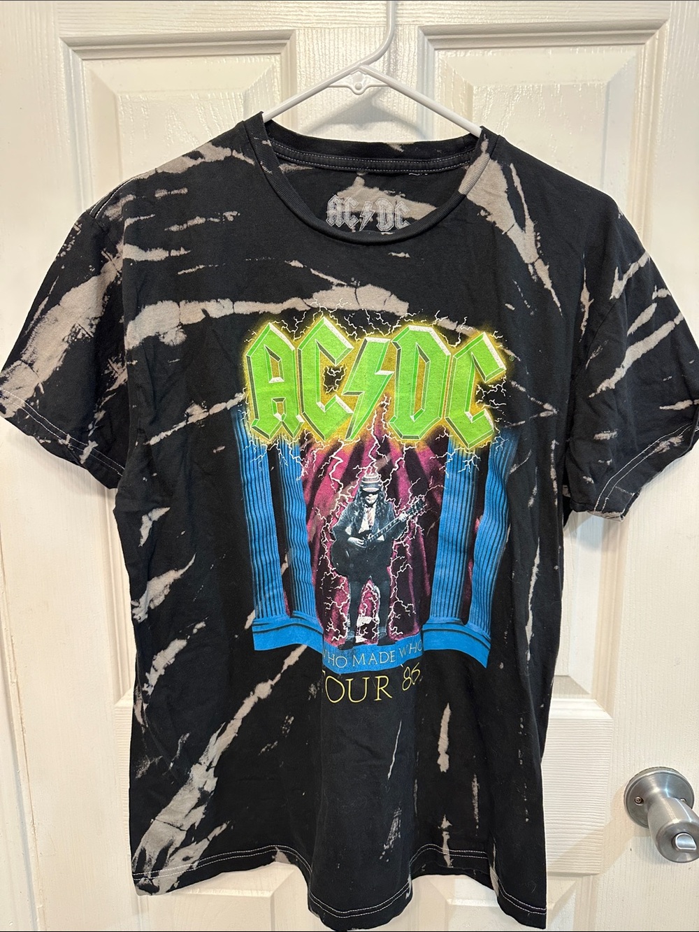 AC/DC Black Tie-Dye Neon Graphic Kids Tee